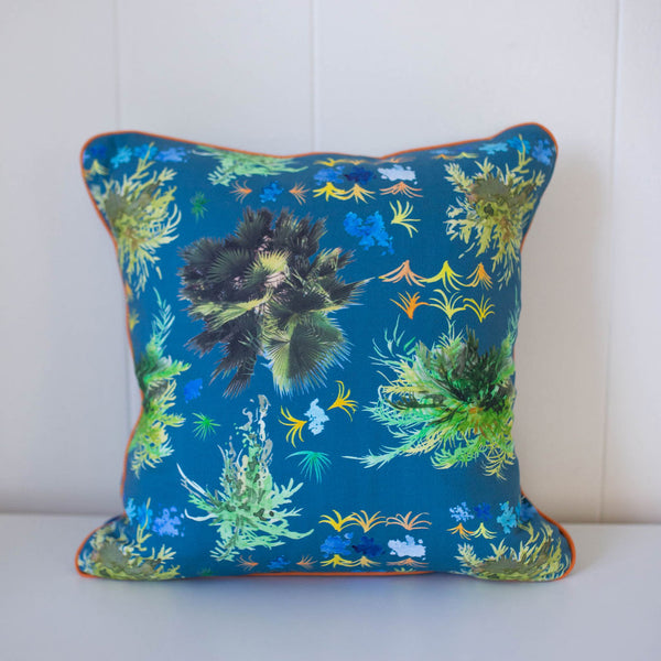 French Quarter Ferns Pillow in Royal Blue