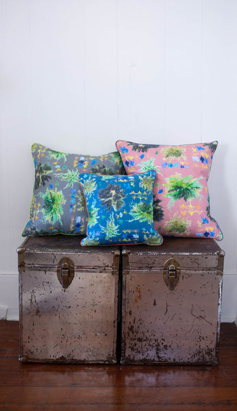 French Quarter Ferns Pillow in Royal Blue