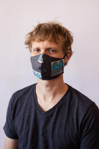 Uptown Windows Cotton Face Mask in Charcoal Gray