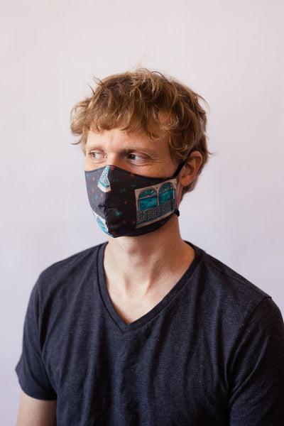 Uptown Windows Cotton Face Mask in Charcoal Gray