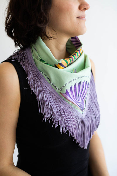 Mardi Gras Fringe Scarf in Green