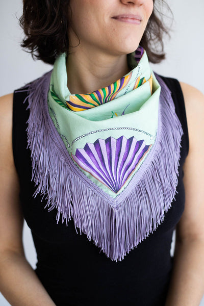 Mardi Gras Fringe Scarf in Green