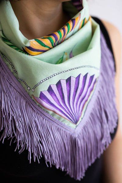 Mardi Gras Fringe Scarf in Green