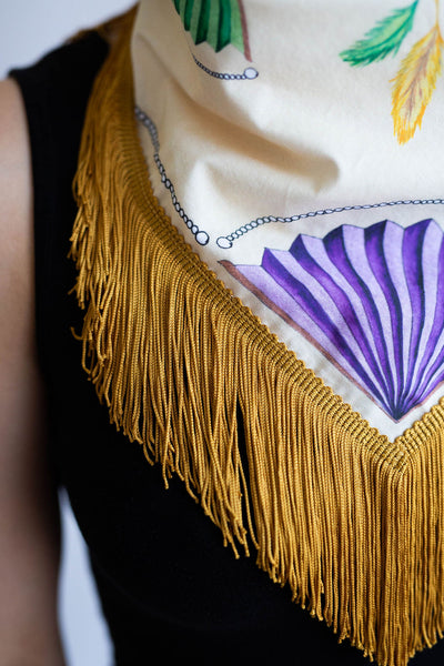 Mardi Gras Fringe Scarf in Yellow