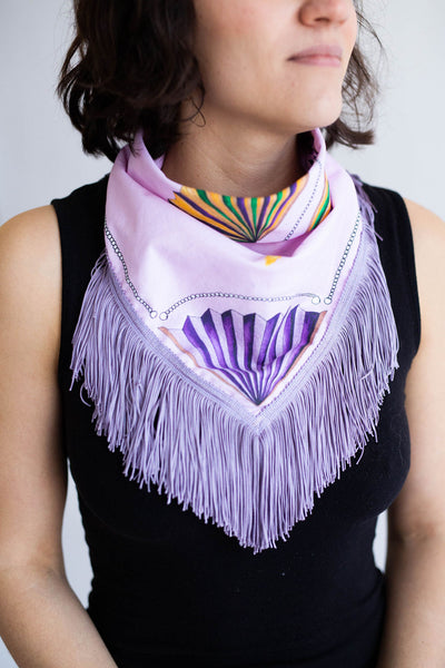 Mardi Gras Fringe Scarf in Lavender