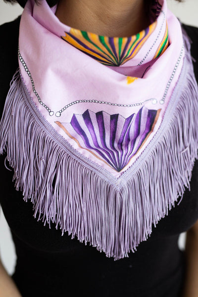 Mardi Gras Fringe Scarf in Lavender