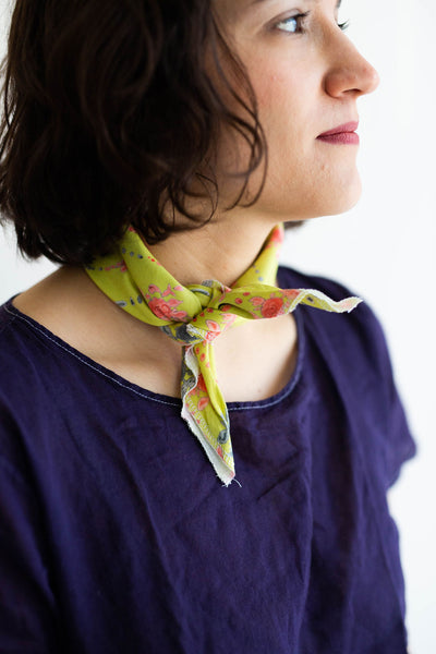 Arrows and Fleurs Bandana in Chartreuse