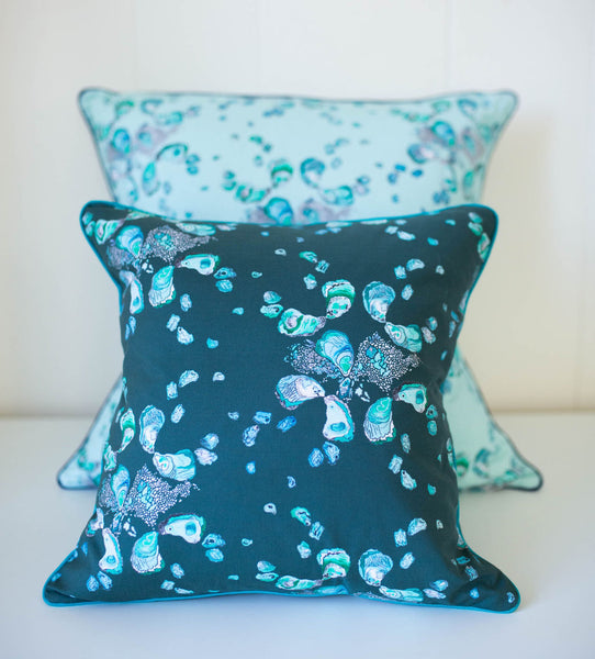 Oyster Pillow in Calm Aqua