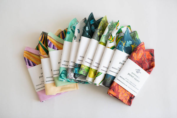 Gentleman’s Pocket Square in Blue French Quarter Fern