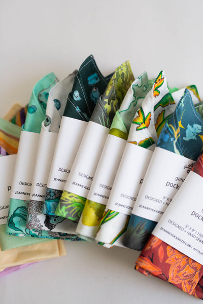 Gentleman's Pocket Square in White Banana Leaf