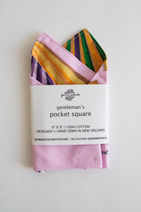 Mardi Gras Gentleman's Pocket Square in Lavender