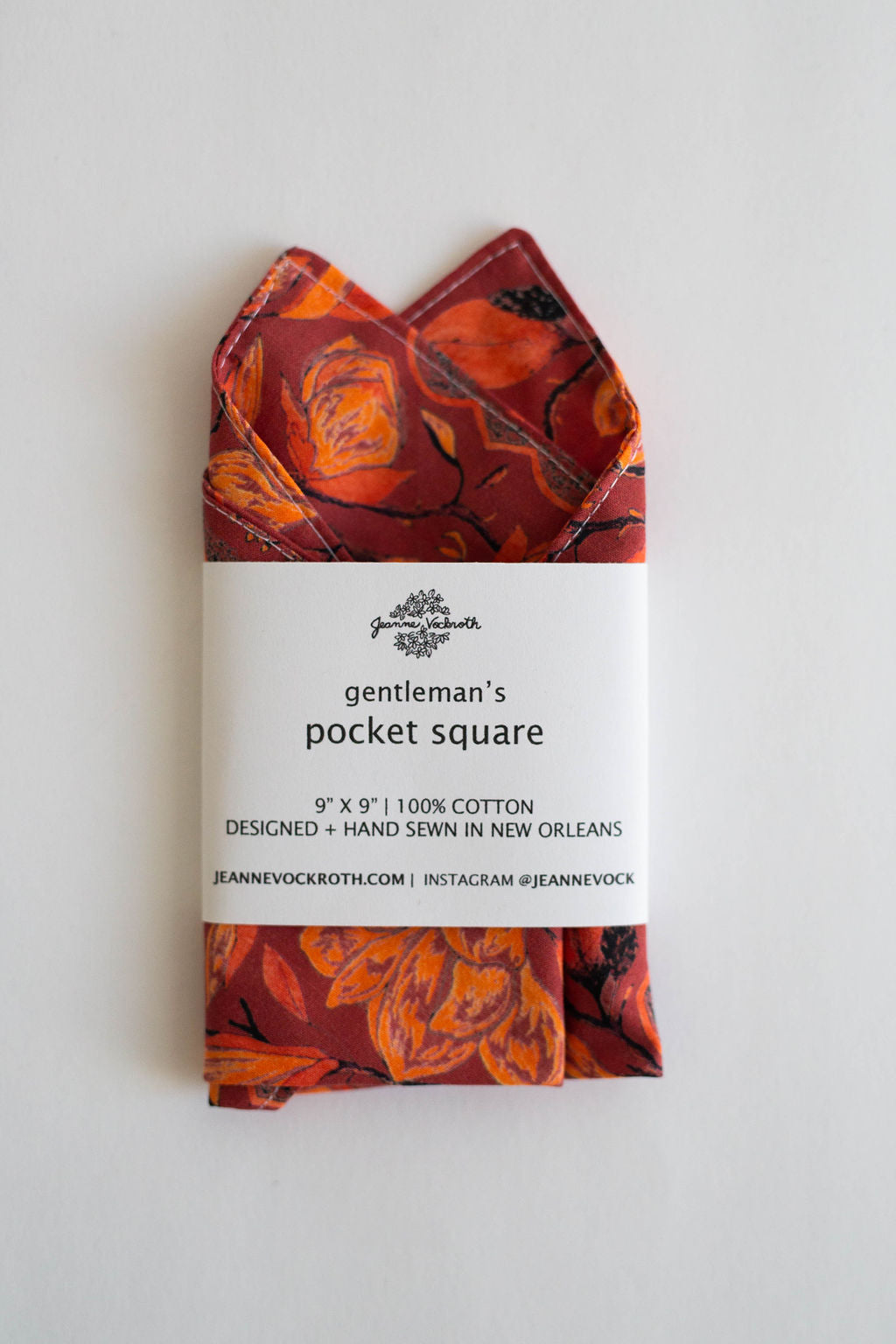 Gentleman's Pocket Square in Burgundy Magnolia