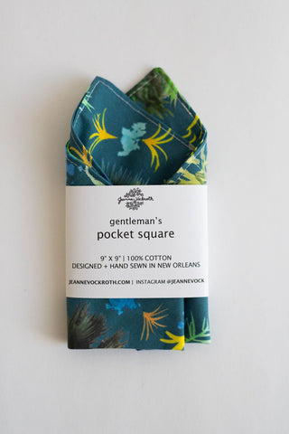 Gentleman’s Pocket Square in Blue French Quarter Fern