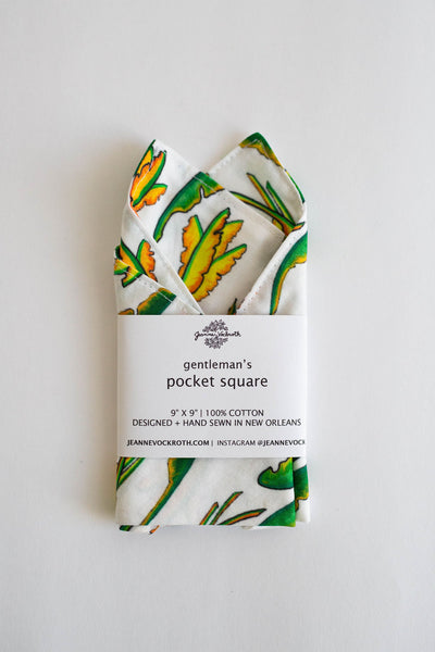 Gentleman's Pocket Square in White Banana Leaf
