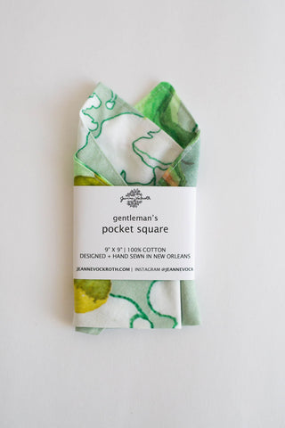 Gentleman's Pocket Square in Secret Garden Mint