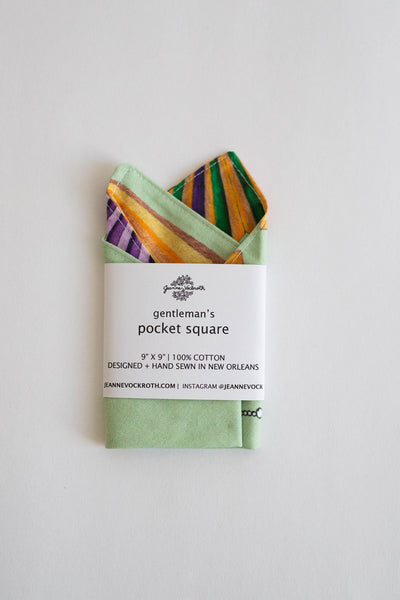 Mardi Gras Gentleman's Pocket Square in Green