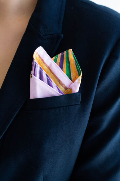 Mardi Gras Gentleman's Pocket Square in Lavender