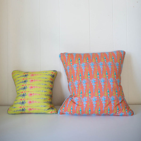 Arrows and Fleurs Pillow in Coral