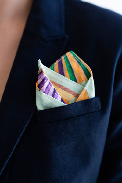 Mardi Gras Gentleman's Pocket Square in Green