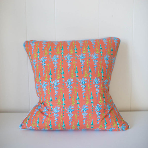 Arrows and Fleurs Pillow in Coral