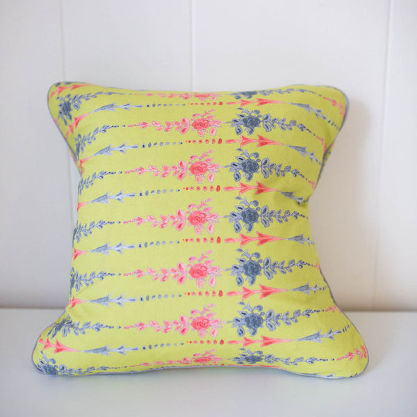 Arrows and Fleurs Pillow in Chartreuse