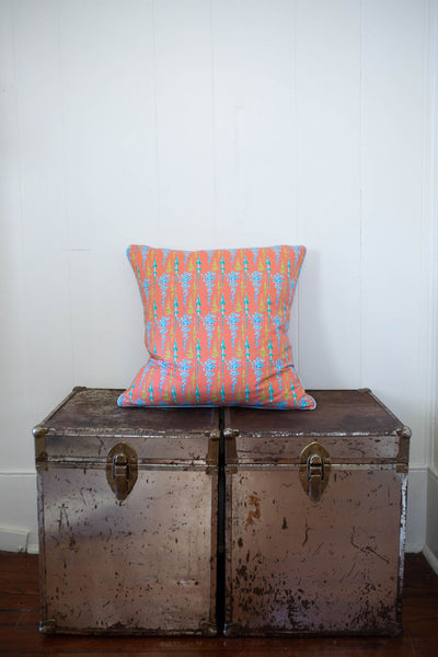 Arrows and Fleurs Pillow in Coral
