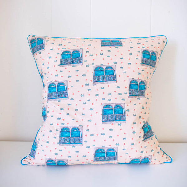 Uptown Windows Pillow in Pale Peach