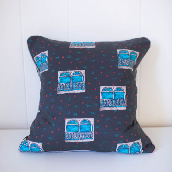 Uptown Windows Pillow in Charcoal