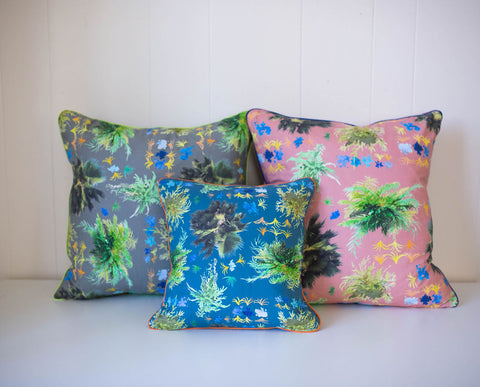 French Quarter Ferns Pillow in Royal Blue