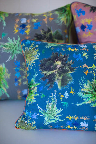 French Quarter Ferns Pillow in Royal Blue