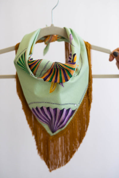Mardi Gras Fringe Scarf in Green