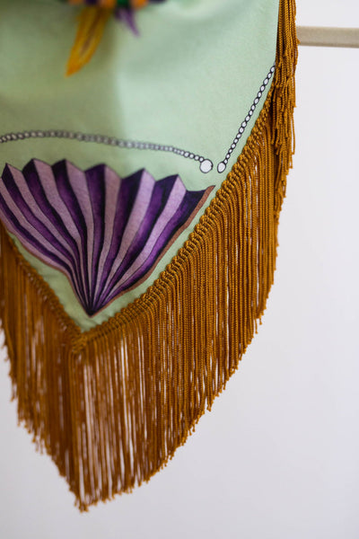 Mardi Gras Fringe Scarf in Green