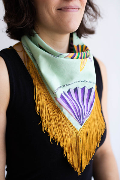 Mardi Gras Fringe Scarf in Green