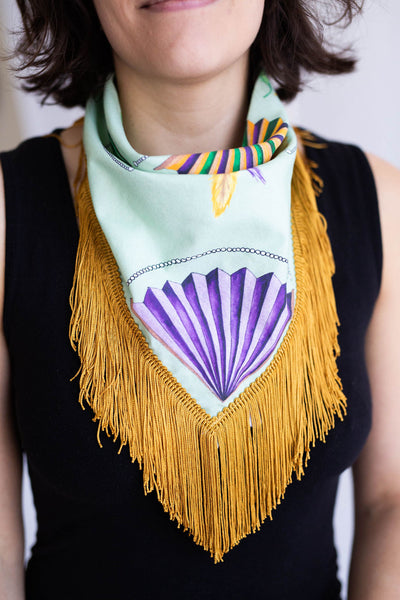 Mardi Gras Fringe Scarf in Green