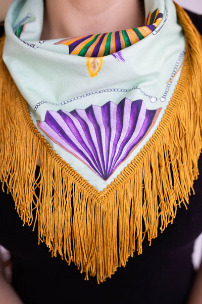 Mardi Gras Fringe Scarf in Green