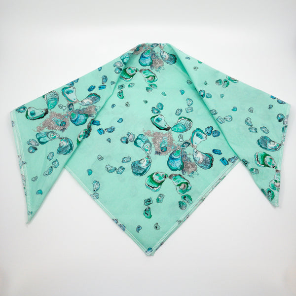 Louisiana Oyster Bandana in Teal