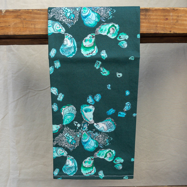 Oyster Tea Towel in Deep Teal
