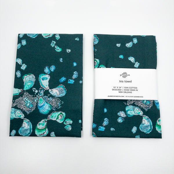 Oyster Tea Towel in Deep Teal