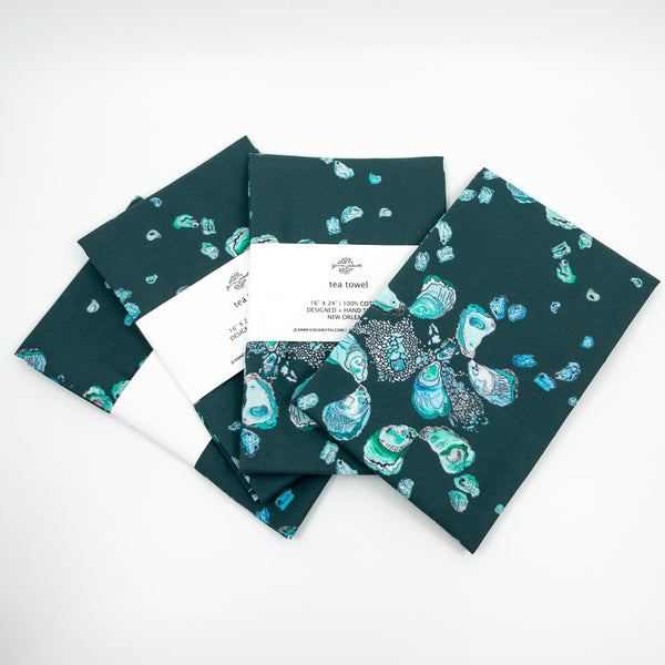 Oyster Tea Towel in Deep Teal
