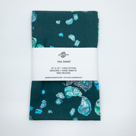 Oyster Tea Towel in Deep Teal