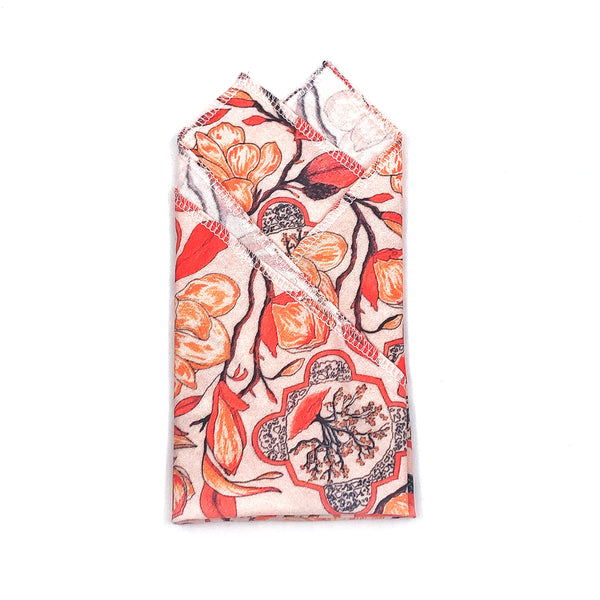 Gentleman's Pocket Square in Magnolia Pattern