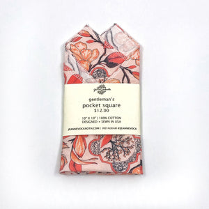Gentleman's Pocket Square in Magnolia Pattern