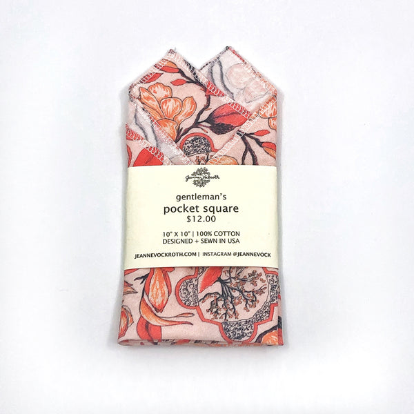 Gentleman's Pocket Square in Magnolia Pattern