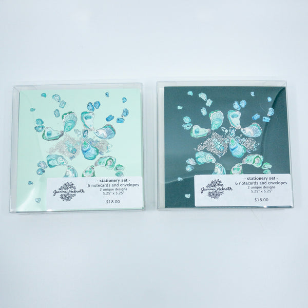 Teal Oyster Watercolor Stationery Set