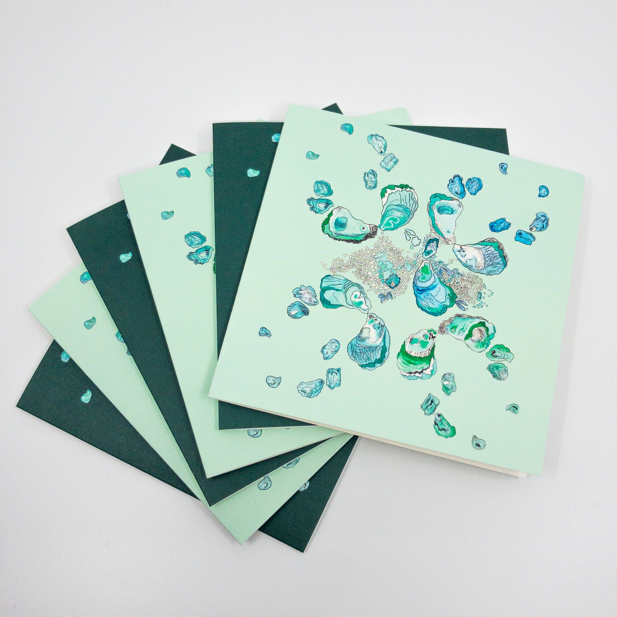 Teal Oyster Watercolor Stationery Set