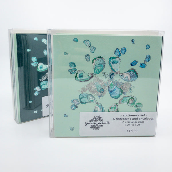 Teal Oyster Watercolor Stationery Set