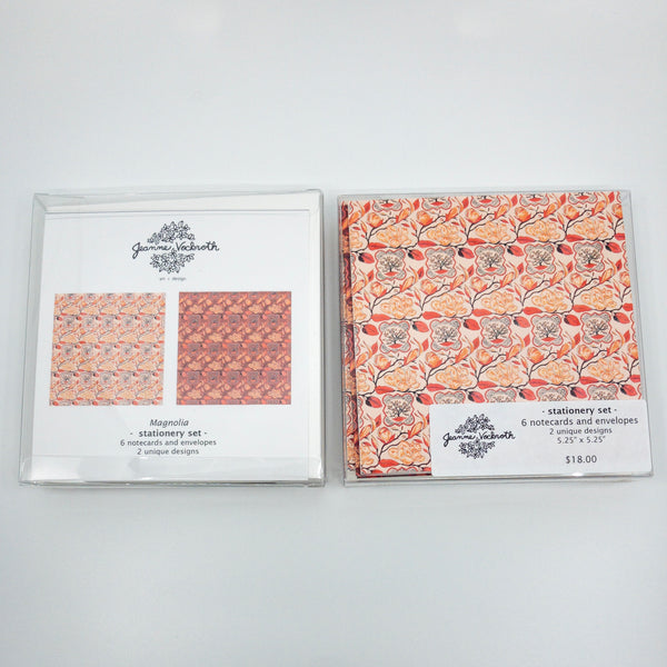 Pink Magnolia Floral Stationery Set