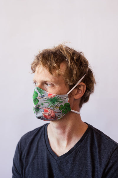 Spoonbill Cotton Face Mask - in Lemon, Navy, and Periwinkle