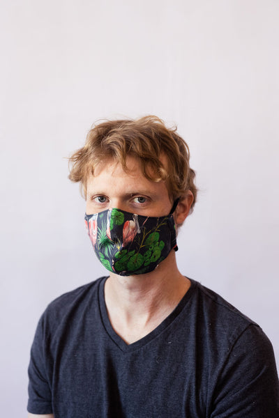 Spoonbill Cotton Face Mask - in Lemon, Navy, and Periwinkle