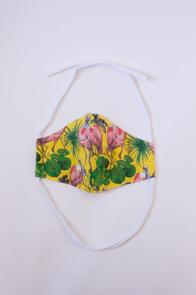 Spoonbill Cotton Face Mask - in Lemon, Navy, and Periwinkle